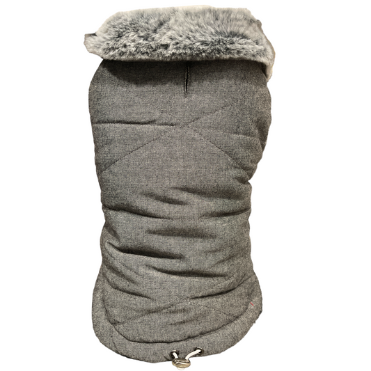 Grey Coat with Faux Fur Trim- Medium